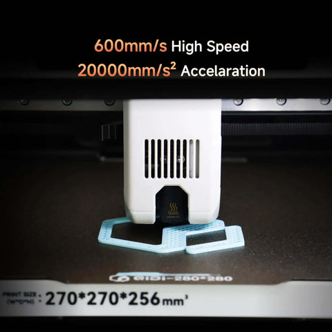Enclosed FDM 3D Printer With Auto Leveling Sensor For Flawless First Layer Printing, showcasing 600mm/s speed and 270x270x256mm build volume.