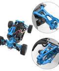 Aluminum Upgrade Kit For 1/16 Scale RC Truck Front And Rear Suspension Arms, Pro Grade Steering Knuckles And Hubs, R168Z Bearings, Fits MJX Hyper GO H16BM H16GT H16DR 16208 16209 16210, Blue.