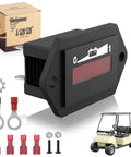 48V LED Battery Indicator Meter For Lead Acid Batteries Updated Gauge For Golf Carts And Battery Powered Equipment Water Resistant And Easy To Read Designed For EZGO Club Car Yamaha Carts Boats Forklifts Scooters, black meter with connectors