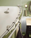 Brushed Nickel Adjustable 57 To 60 Inch Stainless Steel Double Curved Shower Curtain Rod With Wall Fixed Brackets in bathroom view