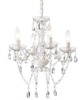White Mini Crystal Chandelier Lighting For Bedroom Lit Four Light Modern Hardwired Pendant Fixture With Adjustable 15 Inch Chain And 15.7 Inch Diameter Acrylic Pendant Ceiling Light