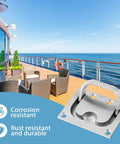 Stainless Steel Hatch Pull Flush Lift Ring For Boat Deck Hatches And Cabinets Solid Recessed Ring Pull Handles 2 Pack displayed on a boat deck