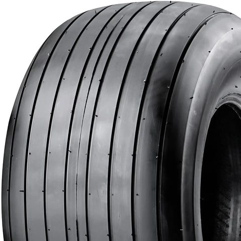 Close-up of Straight Rib Lawn And Garden Tire 13X5-6 Tire Only Rim Not Included for Wheelbarrows and Mowers, detailed tread view.