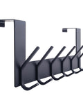 Over The Door Hooks Towel Rack With 6 Hooks For Hanging Clothes And Towels Black Door Coat Rack Fits Most Doors, side view