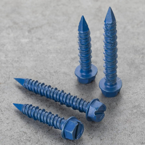 53 Piece Concrete Screws With Drill Bit Kit One Quarter By One And Three Quarters Inch Hex Head Pro Grade Masonry Screws