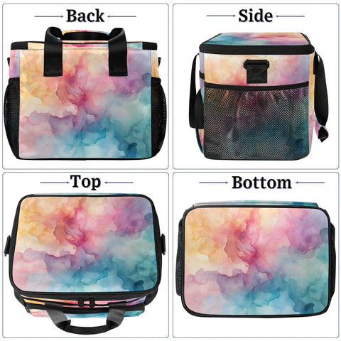 Gradient Color Insulated Picnic Backpack With Lunch Box For Women And Men Portable All Day Grab And Go Tote Lunch Bag angles