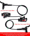 TOBWOLF hydraulic MTB disc brake kit with 160mm rotors; left-front hose 81cm, right-rear 147cm, aluminum calipers and levers