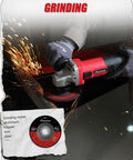 Avid Power red 4-1/2 in angle grinder (7.5-amp) in use with grinding wheel and sparks