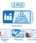 Two Pack Recycle Sign Stickers For Trash Cans, Waterproof Fade Resistant Vinyl Labels For Bottles And Cans, Self Adhesive, 7.3x3.3 Inches