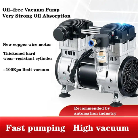 Oil Free Vacuum Pump For Small Industrial Use Silent Quiet Air Extraction Pump With Filtration Negative Pressure