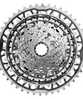 XPLR 13-Speed Cassette 10-46T for Gravel Cycling, front view of steel cogs showcasing lightweight build and durability