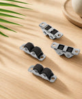 Mini Fixed Drawer Rubber Caster Wheels Featuring A Slick Low Profile Build That Rolls Smooth As Butter And Stays Dead Steady For Zero Drama Furniture Glide Every Time - close-up of four rubber caster wheels with steel mounts.