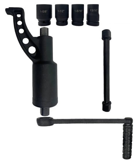 Heavy Duty Torque Multiplier Wrench Set With Cr V Sockets 1 5 16 To 1 5 8 Inch 4800 Nm Peak 3540 Ft Lb 1 64 Gear Ratio Lug Nut Remover For Semi Trucks RVs Workhorse Tool, with sockets and handle