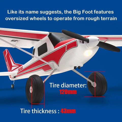 BGFT 1300mm 6 Channel RC Airplane With Vector Flight Stabilization System RTF For Adults with oversized wheels and red design