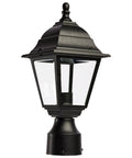 Outdoor Post Lantern 14 In By 6 In Black With Clear Glass One Light 60 Watt Max 120 Volt A19 E26 Socket Wet Location Rated