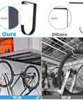Comparison of 6 Pack Heavy Duty Bike Hooks For Garage Ceiling With Screws Included, 70 Lbs Capacity Per Hook and standard 30 lbs hooks