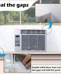 Window Air Conditioner Side Insulation Foam Panel Kit, One Piece Full Surround Seal, shown sealing AC with leather pattern PVC.