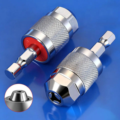 Hex Shank Drill Chuck Converter with Quick Change for No Fuss Bit Swaps and a Three Jaw Grip Built in Hardened Steel