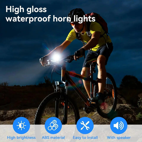 Electric Bike Front Light With Loud Horn, Waterproof 36V-48V LED Headlight For Night Riding, 3 Pin SM Connector, Easy Installation, Safe And Bright Beam, All-In-One Headlight And Horn For Bicycles Scooters And E Bikes