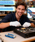 Technician using 8-In-1 Folding Hex Key Set With Carabiner, CR-V Steel Metric Allen Wrenches 1.5-6mm for electronics repair