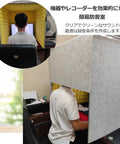 Portable Desktop Microphone Isolation Shield Featuring Dense Acoustic Foam Panels For Dead Silent Room Treatment And Tight Noise Dampening That Makes Your Podcast Vocals Sound Sick Straight Up with user seated at computer.