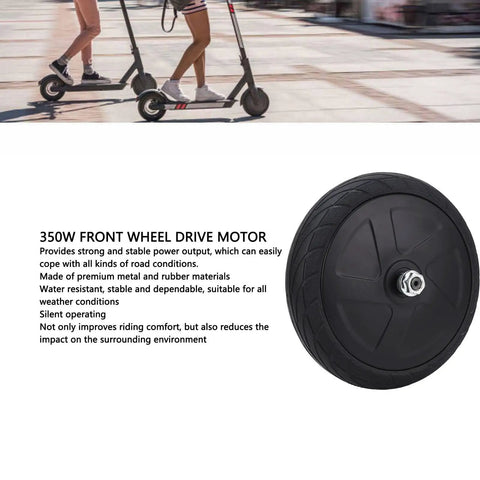 350W Front Wheel Drive Hub Motor Wheel For ES1 ES2 ES3 ES4 Electric Scooters on white background, focusing on tire details