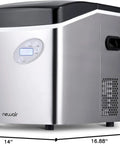 Portable Countertop Ice Maker Delivers 12 Bullet Ice Cubes in 7 Minutes, 50 Lb Daily Capacity, stainless steel, side view