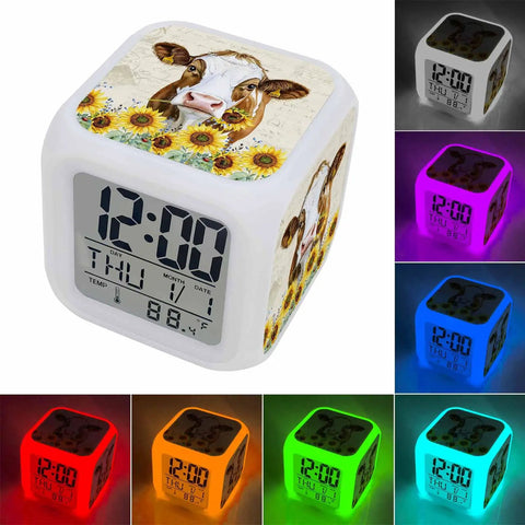 Solid Silent Digital Alarm Clock Featuring Gentle Snooze And Soft Glow Nightlight Shows Time Date And Indoor Temp inside chill cow vibe cube