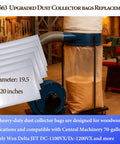 Six Pack Dust Collector Bags 20 Inch Diameter 70 Gallon 6 Mil Heavy Duty Clear Replacement For Woodworking Dust Systems