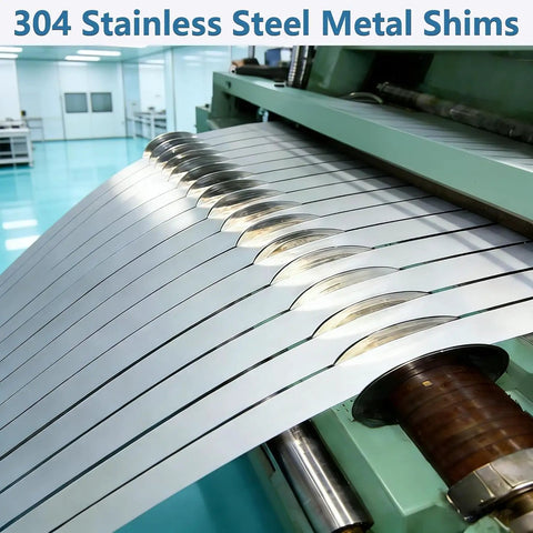 Shim Stock Kit 30 Piece Stainless Steel Shim Strips 2 By 6 Inches 304 Grade With Ten Fine Thicknesses From 0.001 To 0.01 Leveling Gap Filling Kitchen Trim Home Improvement Tools being manufactured on a machine
