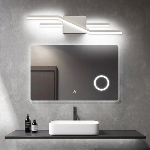 Brushed Nickel Dimmable Vanity Light Fixtures For Bathroom Over Mirror With Four Spotlight Bars Modern Durable Vanity Lighting