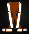 Built Tough Adjustable Safety Vest Straps With Big Bright Reflective Coating For Construction Sites And Weekend Rides No Hassle Custom Logo Setup Ansi Rated Durable Fire Engine Orange One Pack, front view with reflective stripes.