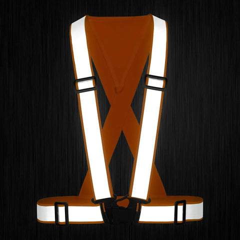 Built Tough Adjustable Safety Vest Straps With Big Bright Reflective Coating For Construction Sites And Weekend Rides No Hassle Custom Logo Setup Ansi Rated Durable Fire Engine Orange One Pack, front view with reflective stripes.