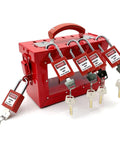 Lockout Tagout Box Kit With Five Loto Locks Portable Safety Station Built Tough Steel Box With Clear Acrylic Sides For Easy Visual Checks