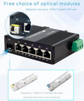 Industrial Grade Mini Gigabit Ethernet Switch With SFP Slot, Din Rail Mount, Five 1000Mbps RJ45 Ports and 1G SFP Fiber Port