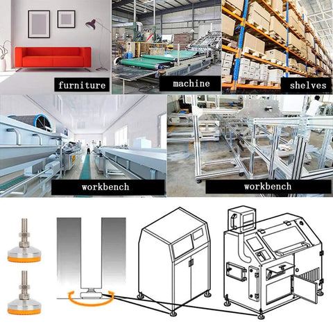 Hardcore Adjustable Furniture Leveler Legs With Thick Rubber Mounts For Workbench And Pool Table in industrial setting