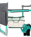 2-In-1 Garden Kneeler And Seat Foldable Bench With Non-Slip EVA Foam Pad Storage Pouches Glove Included