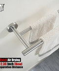 Double Bath Towel Bar 39 Inch Overall Usable 36 Inch, Premium 304 Stainless Steel 1mm Thick Tube With 2mm Posts, Brushed Wall Mount Towel Rack for Bathroom, showcasing two towels on the rack in a bathroom setting.