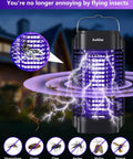 Outdoor And Indoor Mosquito Zapper Electric Insect Killer with UV Light for Backyard Patio and Home, Safe for Pets, No Chemicals.