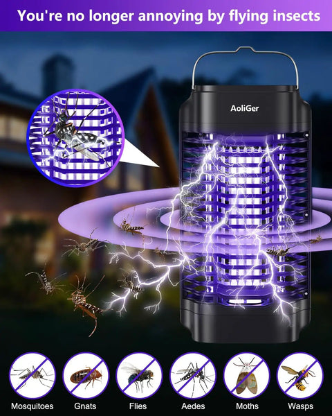 Outdoor And Indoor Mosquito Zapper Electric Insect Killer with UV Light for Backyard Patio and Home, Safe for Pets, No Chemicals.