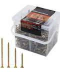 Coarse Thread Phillips Head Yellow Zinc Wood Screws Kit for Woodworking and DIY Projects Self Penetrating Spiral Insert Dual End Thread Linking for Concealed Tight Joints Includes Size Eight By One And A Half Inch To Eight By Three Inch 2 Boxes, assorted sizes in clear box