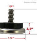 Beat The Wobble Instantly 1 1/4 Inch Round Floor Protectors with a steel base and screw threads for stabilizing furniture.