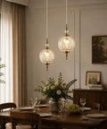 Antique Style Adjustable Glass Pendant Light Fixture With Brass Hardware For Kitchen Island And Dining Room over table
