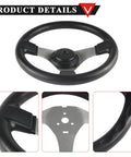 DIY Go Kart Steering Kit With Eleven Point Eight Inch Steering Wheel featuring black finish and center mount details.
