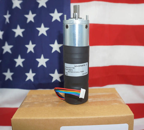RV In Wall Slide Out Motor Replacement High Torque 300 To 1 Gear Ratio 10mm Shaft on box with American flag backdrop