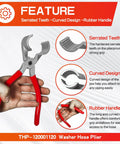Washer Hose Pliers For Easy Inlet Hose Installation And Removal, Pro Grade Tool For Most Washers, Boss In Tight Spaces, Red