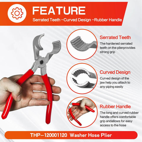 Washer Hose Pliers For Easy Inlet Hose Installation And Removal, Pro Grade Tool For Most Washers, Boss In Tight Spaces, Red