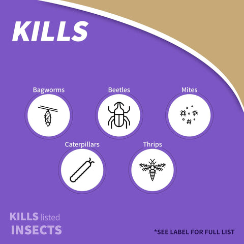 Illustration showing pests controlled by Deadbug Brew Insecticide Concentrate For Outdoor Gardens 32 Oz Mite Killer And Pest Control.