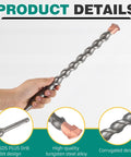 2-pack SDS Plus rotary hammer drill bit, 1 in x 14 in, carbide-tipped, held in hand