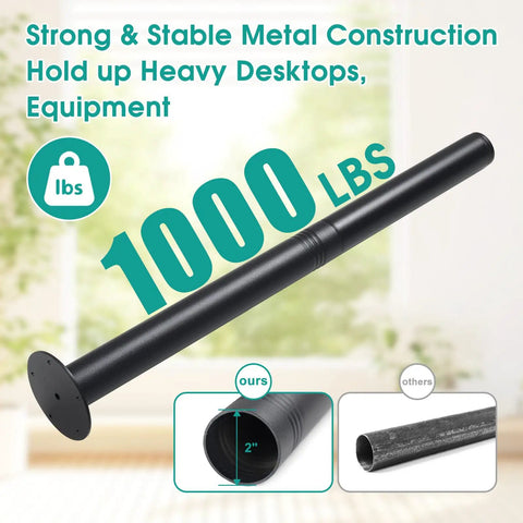 28 Inch Adjustable Metal Desk Legs Set Of 4 Heavy Duty Steel Feet For DIY Projects, black rustproof finish, 1000 lbs load